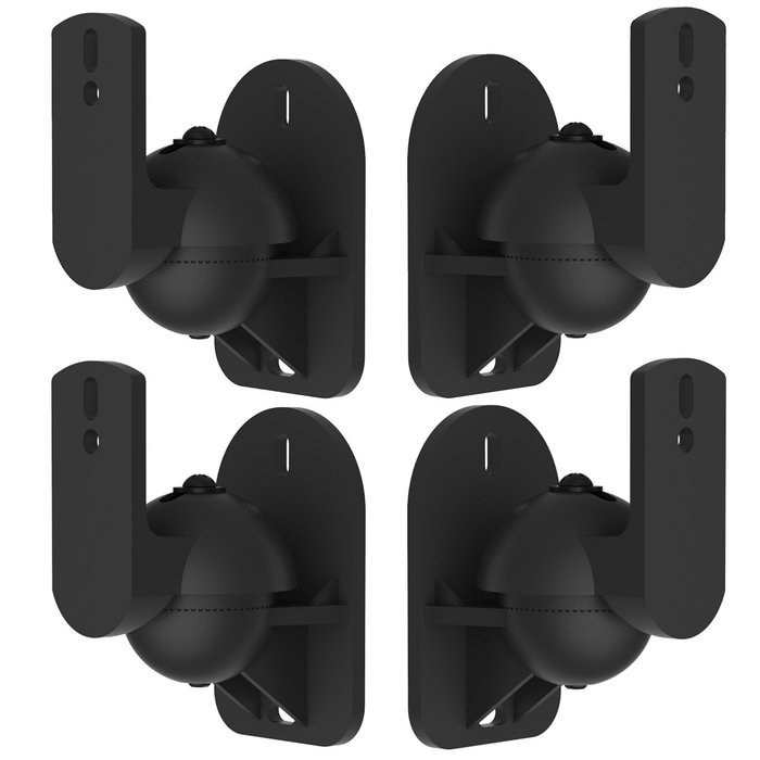 VonHaus Black Universal Wall Mount Speaker Brackets x 4 N2
