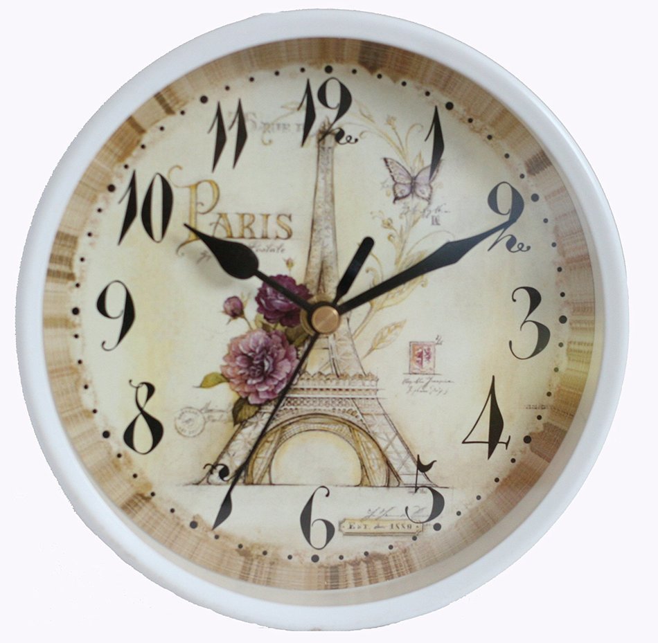 Decorative Metal Bicycle Desk Clock, 14" Long, 9" Tall with Effiel Tower Pattern N2