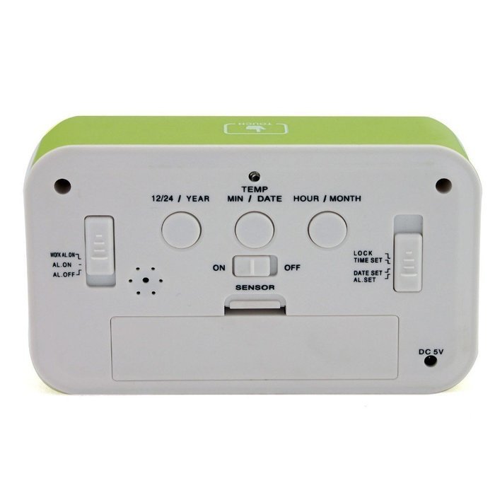 Snooze Digital Alarm Atmo Clock LCD Display Light Sensor Control Temperature