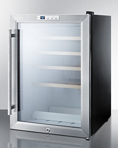 Summit SCR312LWC2 17" Wine Cellar with 22 Bottle Capacity Factory Installed Lock Professional Handle Wooden Shelving... N3