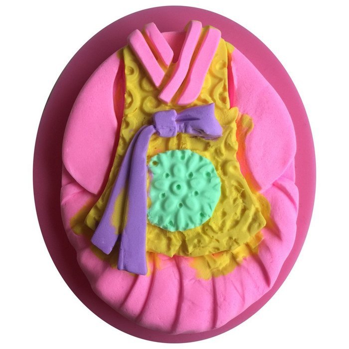 LYNCH 2PCS/Set Korean Clothes Design Fondant Silicone Cake Mold Baking accessories,Pink N4