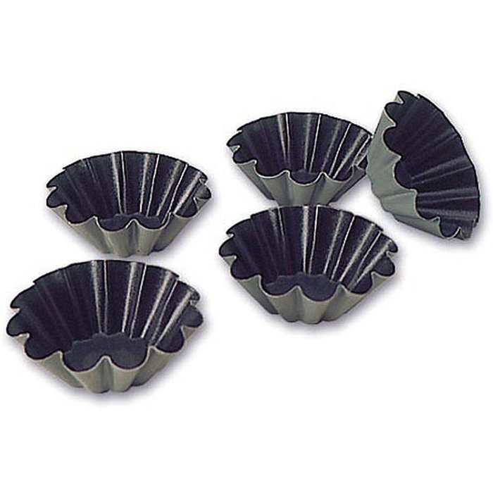 Matfer Bourgeat Aluminum Exal Non-stick Baking Mold, 10 Ridges, 3.12", 6PK 334025