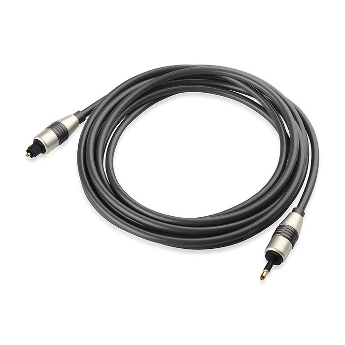 Cable Matters 2-Pack, Gold Plated Toslink to Mini Plug Digital Optical Audio Cable 3 Feet N5