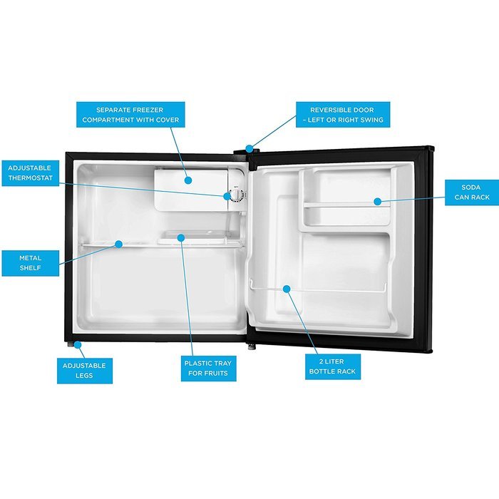Avalon by Keyton Compact Single Door Refrigerator & Freezer- 1.6 Cubic Feet, Compact, Adjustable Legs, Separate...