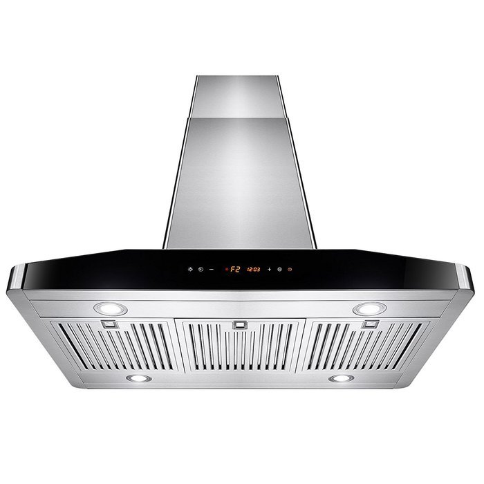 AKDY&reg; 36" Kitchen Stainless Steel Island Mount Range Hood w/ LED Touch Control Panel & Stainless Steel Baffle...