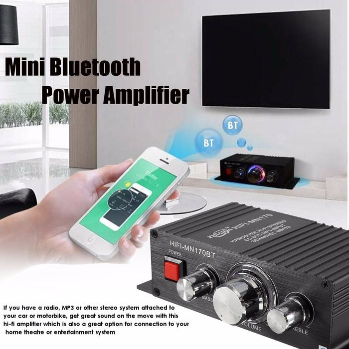 ELEGIANT [Upgraded Version]12V 15W + 15W Bluetooth Stereo Mini HiFi Amplifier with LED Light Booster Radio MP3... N2