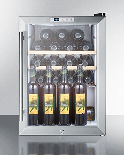 24 Bottles Wine Cooler With Digital Thermostat Recessed LED Light Automatic Derost Adjustable Wine Shelves & Stainless... N2