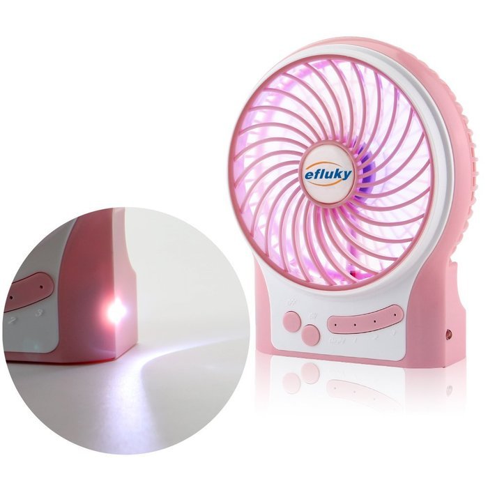 Efluky Mini USB 3 Speeds Rechargeable Portable Table Fan, 4.5-Inch, Black N17