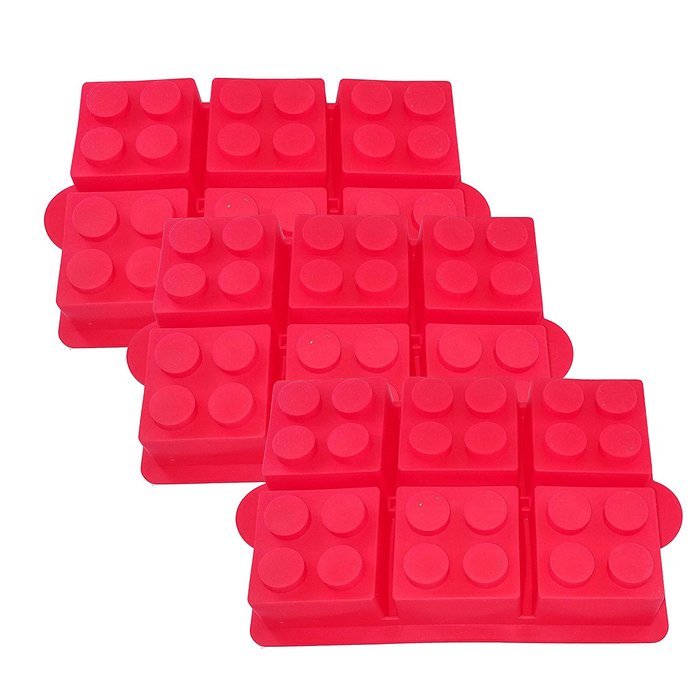 Building Brick Silicone Ice Cube Tray, Jello, Gummy Candy & Cake Baking Mold For Lego Lovers (3 Pack) N2