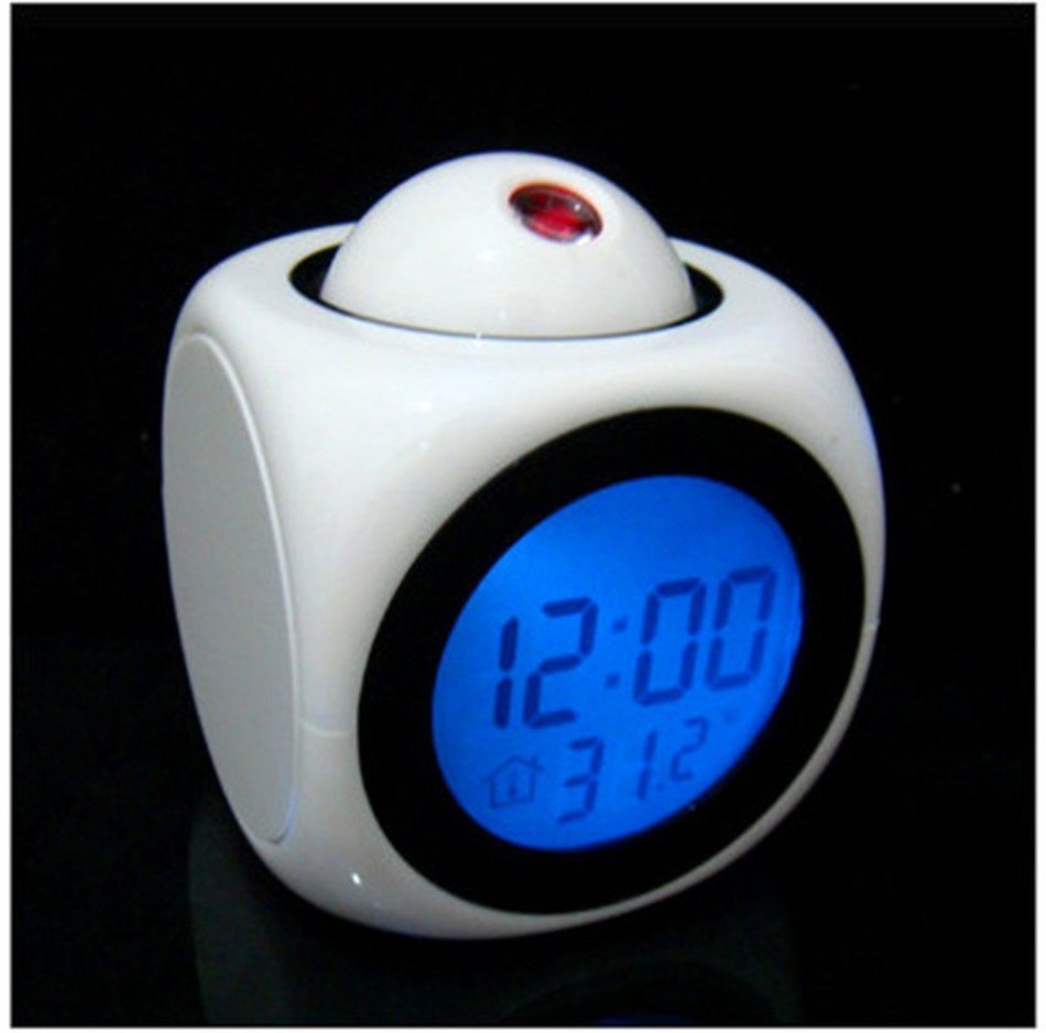 Surborder Shop LED Projection Digital Alarm Clock White N2
