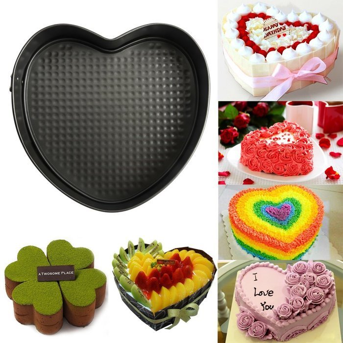 UBLISS 3 PCS Heart Square and Round Shaped Nonstick Springform Pan for Cake Cheesecake Tart Quiche N2