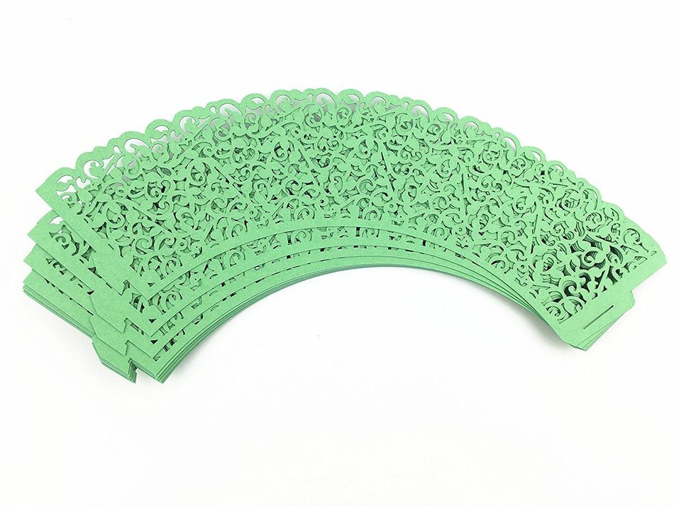 Yansanido 12 set pink Filigree Artistic Bake Little Vine Lace Laser Cut Cupcake Wrapper Cup Muffin Case Trays... N26