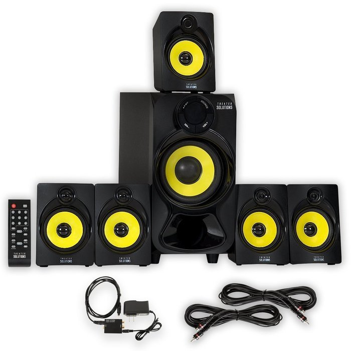 Theater Solutions TS518 Bluetooth Home 5.1 Speaker System FM Tuner Optical Input 2 Ext. Cables