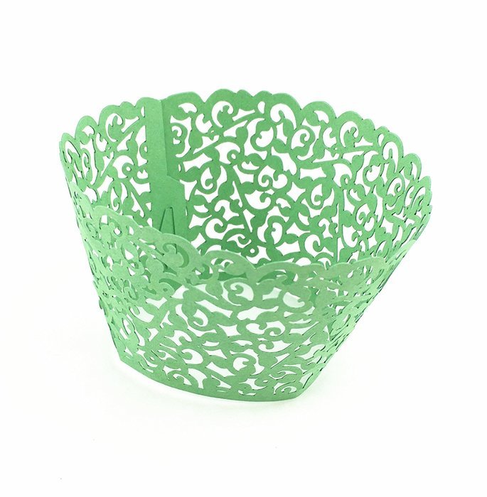 Yansanido 12 set pink Filigree Artistic Bake Little Vine Lace Laser Cut Cupcake Wrapper Cup Muffin Case Trays... N30