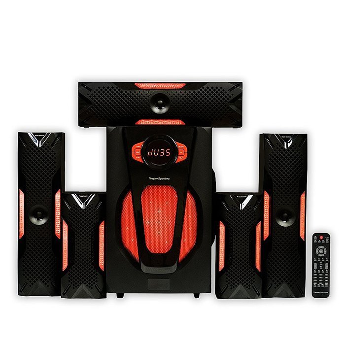 Theater Solutions TS523 Deluxe 5.1 Home Theater Speaker System with LED Lights Multimedia Gaming