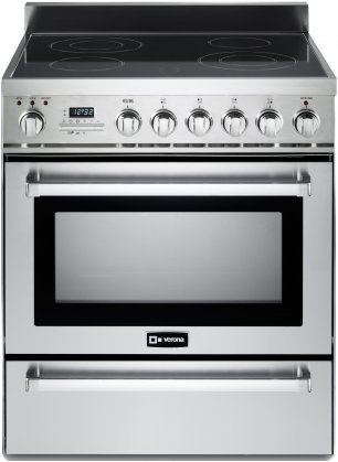 Verona VEFSIE304PSS 30" Freestanding Induction Range with 4 Zones 3.6 cu. ft. Self-Cleaning Oven with European...