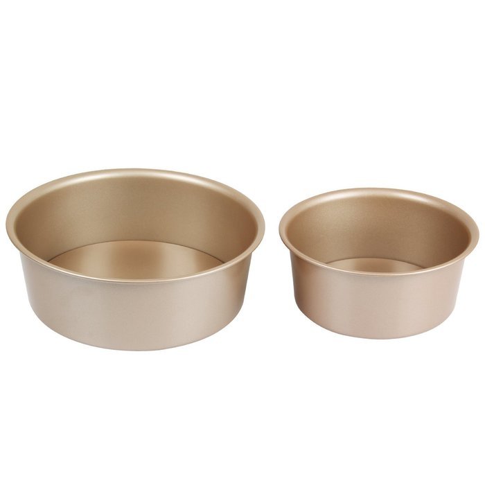 Yilove 6" and 8" Round Cake Pan with Removable Bottom (Champagne) N4
