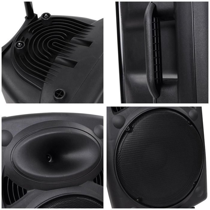 Leesons Inc. Portable 150W Active PA 15" Speaker Mic Guitar AMP Bluetooth USB SD LCD FM Remote N5