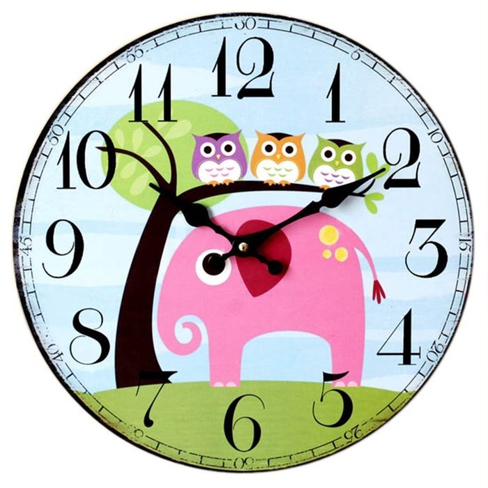 MuLuo Continental Round Wooden Home Clocks Wall Timepiece for Living room study bedroom yellow N6