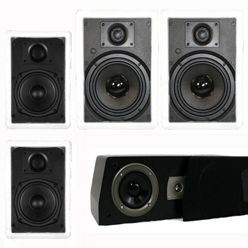 Theater Solutions 5.1 Home Theater 4 Speaker Set with Center, 12" Powered Sub and More TS5W6WC51SET7 N2