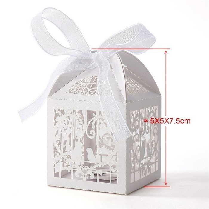 BUYBUYMALL 50PCS Laser Cut Heart Love Birds Wedding Favor Box Bridal Shower Party Candy Sugar Gift Boxes with... N7