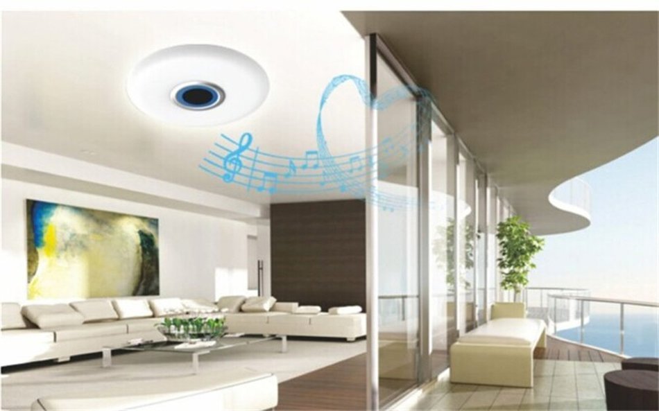LED Ceiling Lamp with 25W Bluetooth Speaker, Color Change, APP Remote Control,Flush Mount Lighting for Bedroom N2