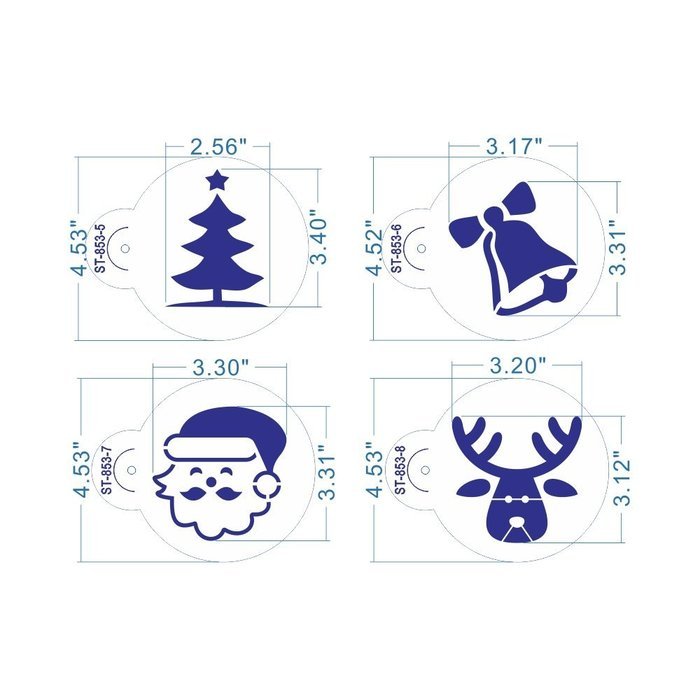 ART Kitchenware 8pcs Christmas Cookie Stencil Set Cupcake Decoration Plastic Stencils for Cake (Gift Box,Bell,... N3