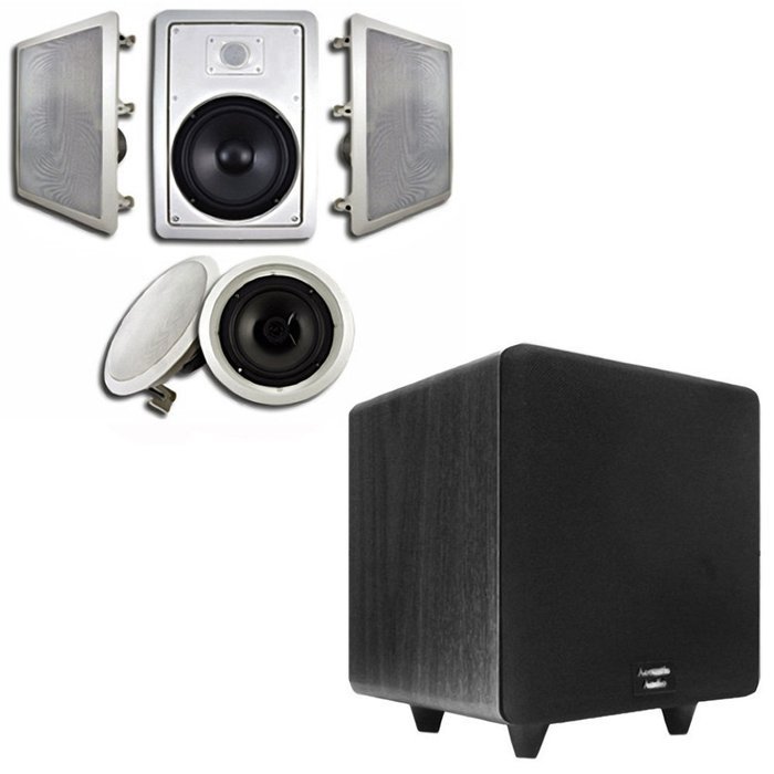 Acoustic Audio HT-85 In-Wall/Ceiling 5.1 Home Theater 8" Speakers and 10" Powered Sub HT-85-CS10B