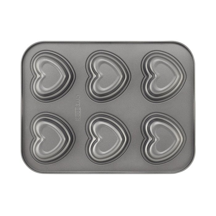 Cake Boss Novelty Nonstick Bakeware 6-Cup Round Cakelette Pan, Gray N2