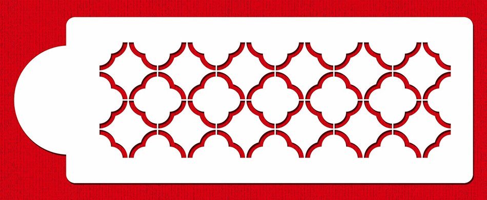 Designer Stencils C718 Quatrefoil Outline Cake Stencil, Beige/semi-transparent N5