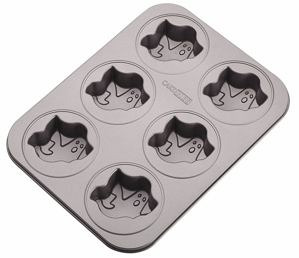 Cake Boss Novelty Nonstick Bakeware 6-Cup Round Cakelette Pan, Gray N3