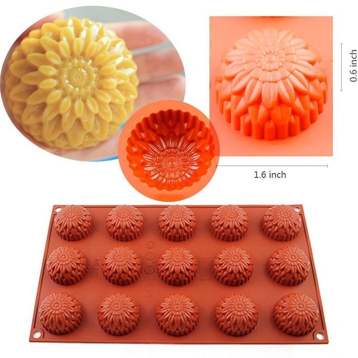 DiDaDi 15 Cavity Food Grade Silicone Non Stick Flowers Cake Bread Mold for Thanksgiving Chocolate Soap Candy Baking... N2