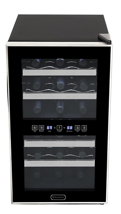 Whynter WC-181DS 18 Bottle Dual Zone Touch Control Wine Cooler, Black with Stainless Steel Trim