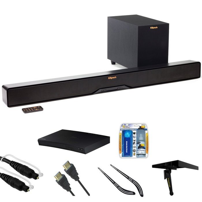 Klipsch Reference 2-Way Soundbar with Wireless 6.5" Subwoofer (R4B) Blu-ray Player, 6ft Audio Cable, Screen Cleaning...