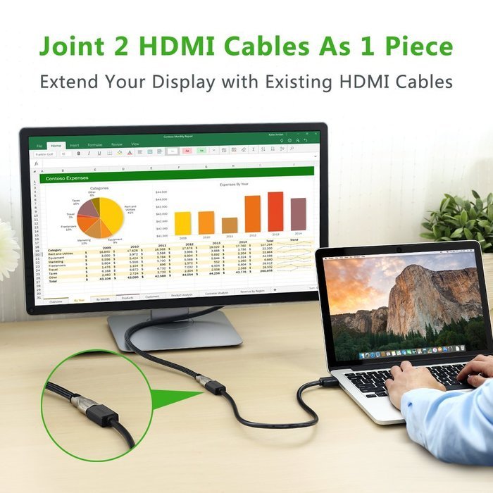 HDMI Extension Cable, Ugreen HDMI Male to Female Extension Cable Gold Plated Supports 1080P and 3D for Blu Ray... N5