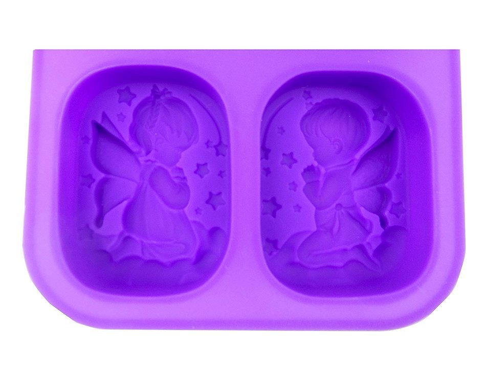 Hanperal 4 Cavity Silicone DIY Soap Mold Handmade Candle Mould Rectangular Mold with Angel Design N5