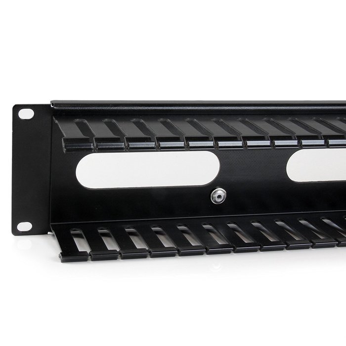 StarTech.com 2U Horizontal Finger Duct Rack Cable Management Panel with Cover CMDUCT2U Black N26