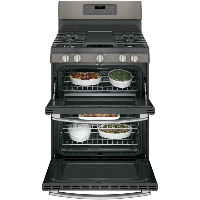GE JGB860EEJES 30" Slate Gas Sealed Burner Double Oven Range - Convection N2