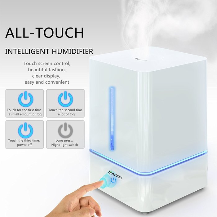 Homdox 4L Ultrasonic Cool Mist Humidifier, Aroma Essential Oil Diffuser Zero Noise, Built-in Water Purifier, Waterless... N7