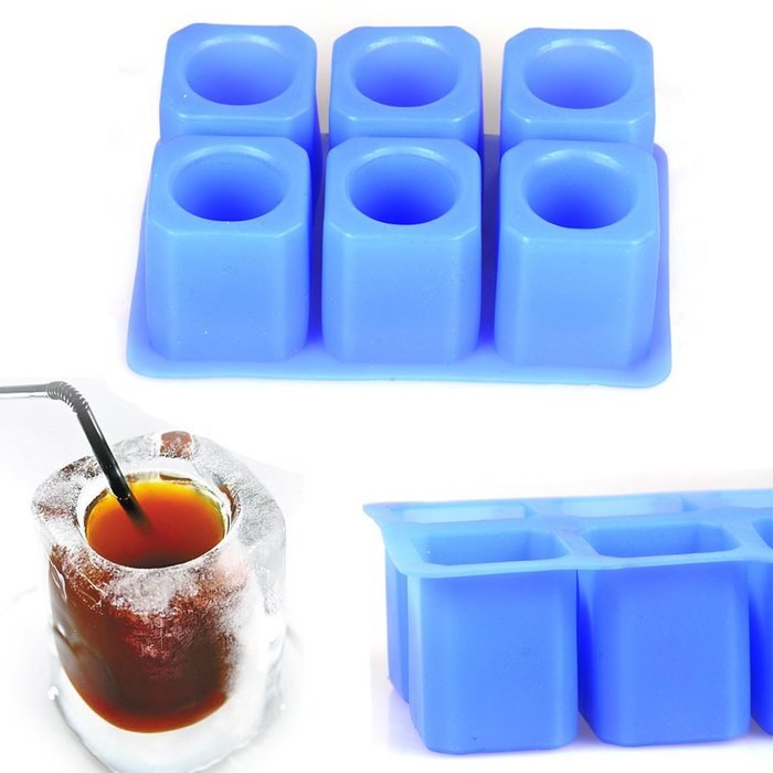 2win2buy [2 PCS] 6-Cup Ice Cubes Glass Square Silicone Mold Cool Shooters Tray Dessert Jelly Cups N2
