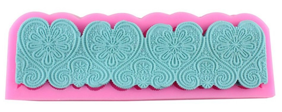 GogoForward Heart Lace Embossed Silicone Fondant Mould Cake Decor N2
