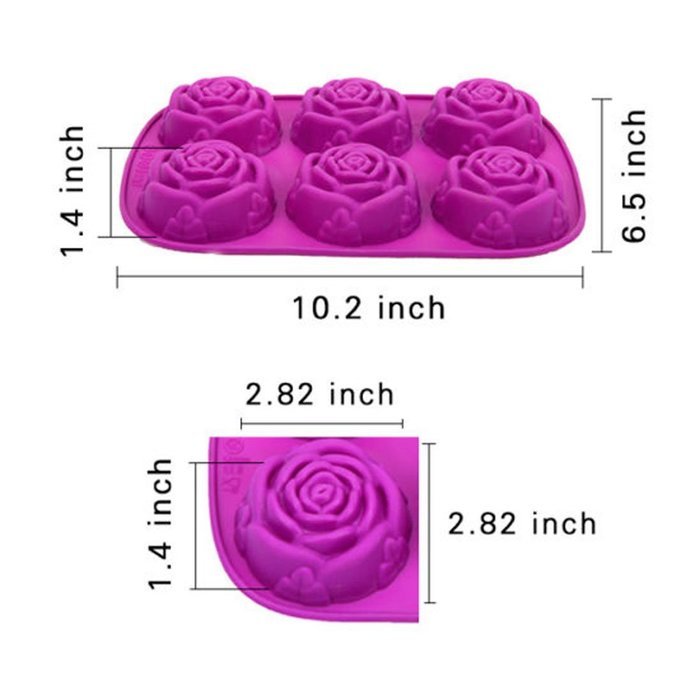6 Cavities Rose Shape Non Stick Pudding Chocolate Cake Pan Silicone Mold Cake Supplies