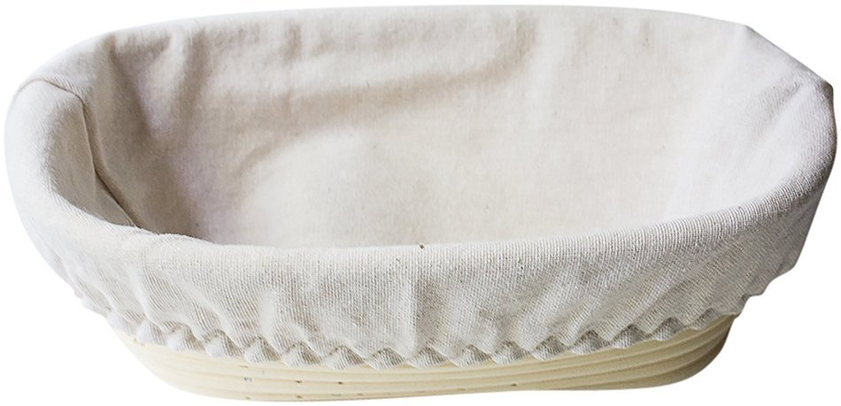 Bread Experience 9 Inch Oval Banneton Proofing Bread Basket, Cotton Liner, Instruction Card N3