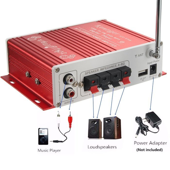 Bluetooth Car Amplifier, ELEGIANT Mini Hi-Fi Stereo Audio AMP with Remote Control,Support FM/MP3/TF/USB/DVD for... N19