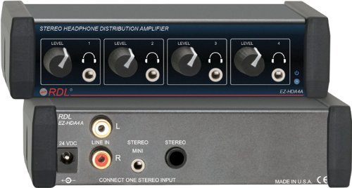RDL EZ-HDA4A Stereo Headphone Distribution Amplifier