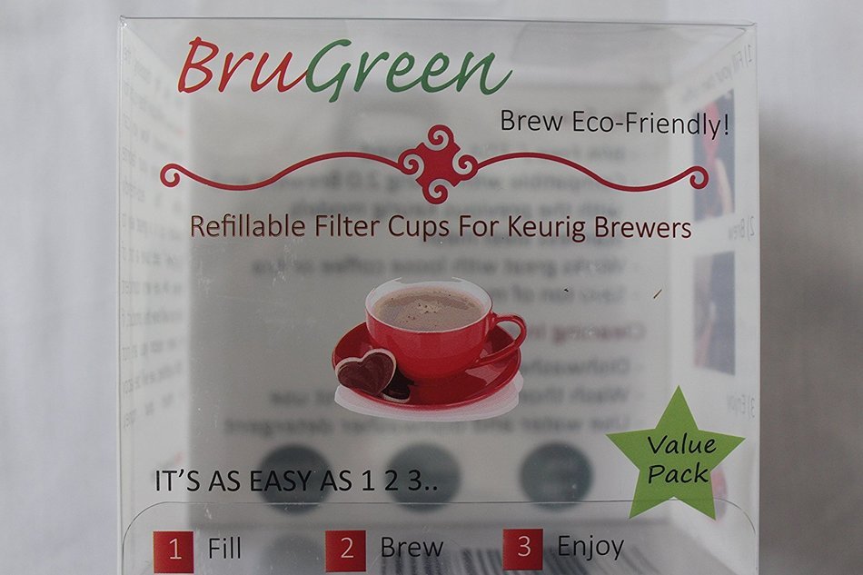 BruGreen Refillable Filter Cups For Keurig Brewers (4 Cups) N4