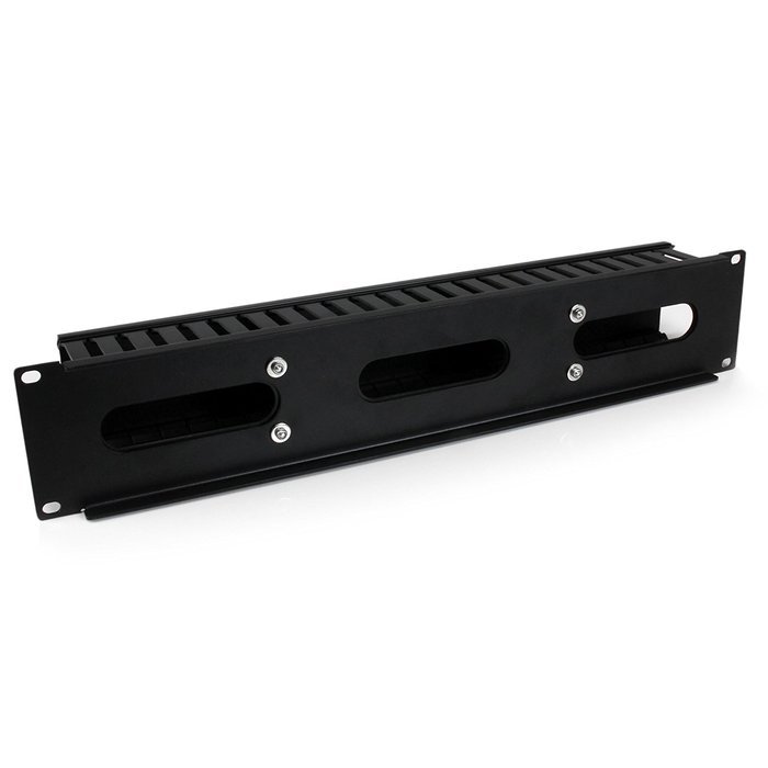 StarTech.com 2U Horizontal Finger Duct Rack Cable Management Panel with Cover CMDUCT2U Black N33