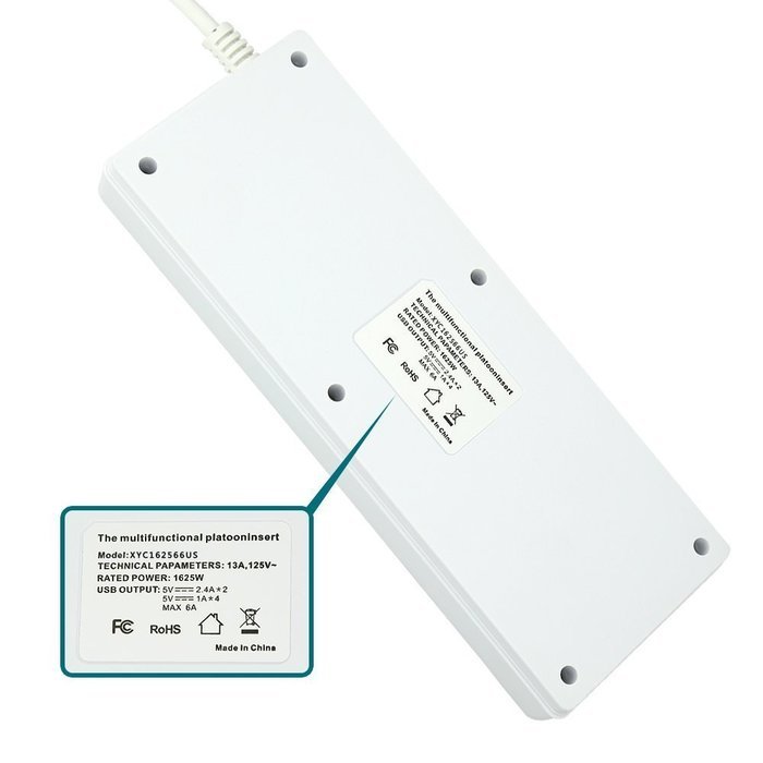 [New] Outtek 6-Outlet Fireproof Surge Protector 1625W/13A with 6 USB Ports (5V/2.4A*2 and 5V/1A*4) Charging Station... N4