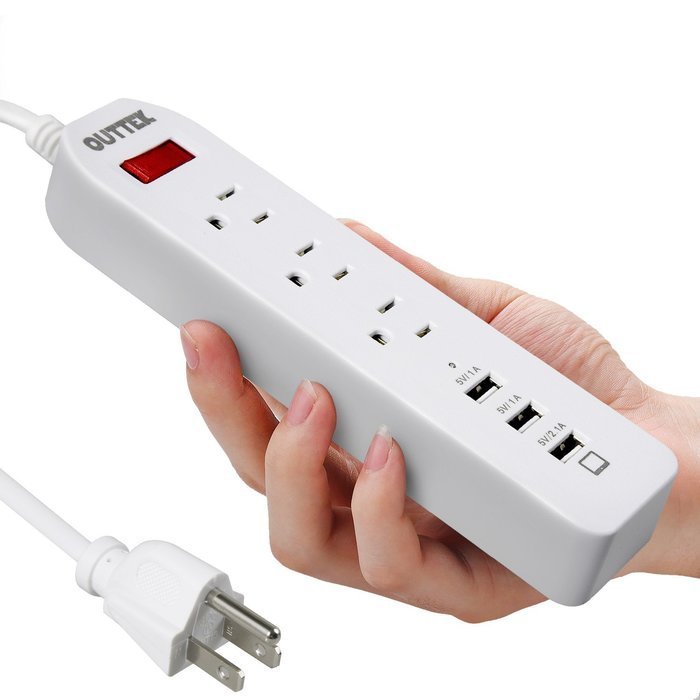 [New] Outtek 6-Outlet Fireproof Surge Protector 1625W/13A with 6 USB Ports (5V/2.4A*2 and 5V/1A*4) Charging Station... N5