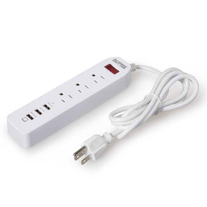 [New] Outtek 6-Outlet Fireproof Surge Protector 1625W/13A with 6 USB Ports (5V/2.4A*2 and 5V/1A*4) Charging Station... N6